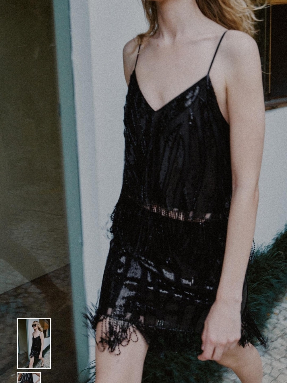 Zara Black Sequin Fringe Mini Skirt